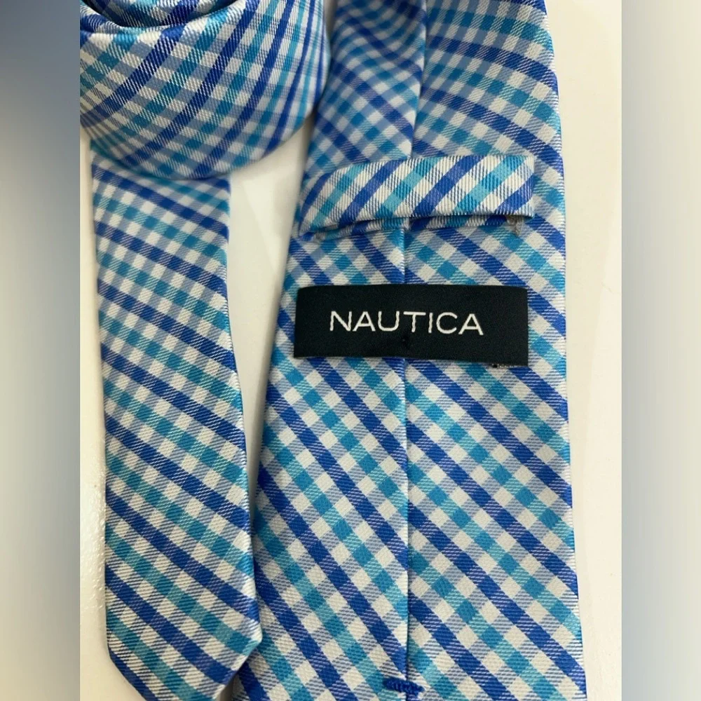Nautica Preppy Stripes Blue Ocean Tie Plaid Quality Brand Beach Easter Spring